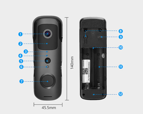 차임 야간 시계 양방향 오디오가 있는 2.4G 스마트 Hd 와이파이 보안 초인종 카메라